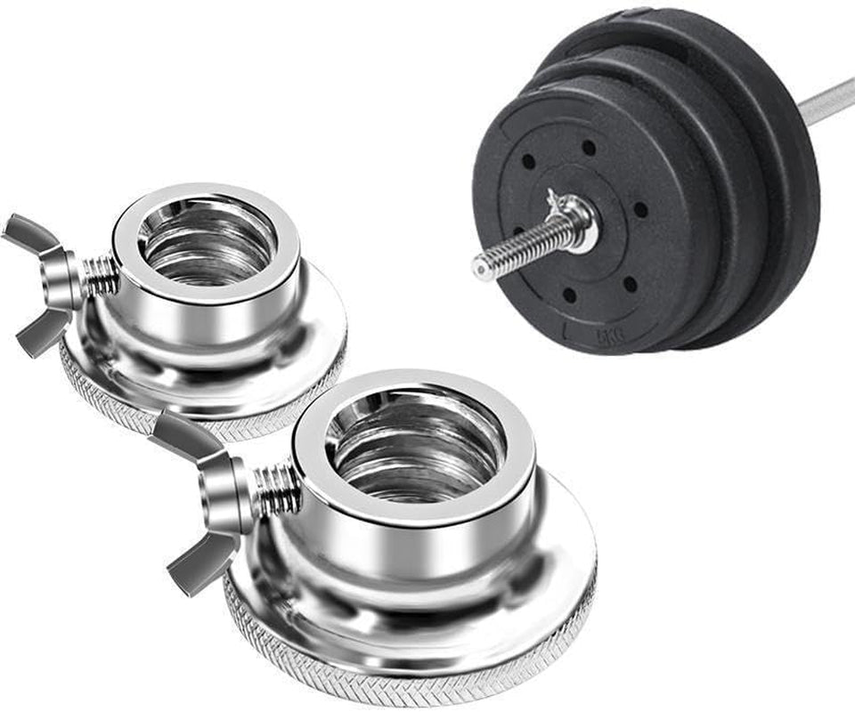 2 Pack Dumbbell Collars Spin Locking Nut with Safety Lock Screw Clamps for 1'' Standard Threaded Dumbbell Handles Weight Bar Hand Weight Set Barbell Adjustable Dumbbells Weight Set