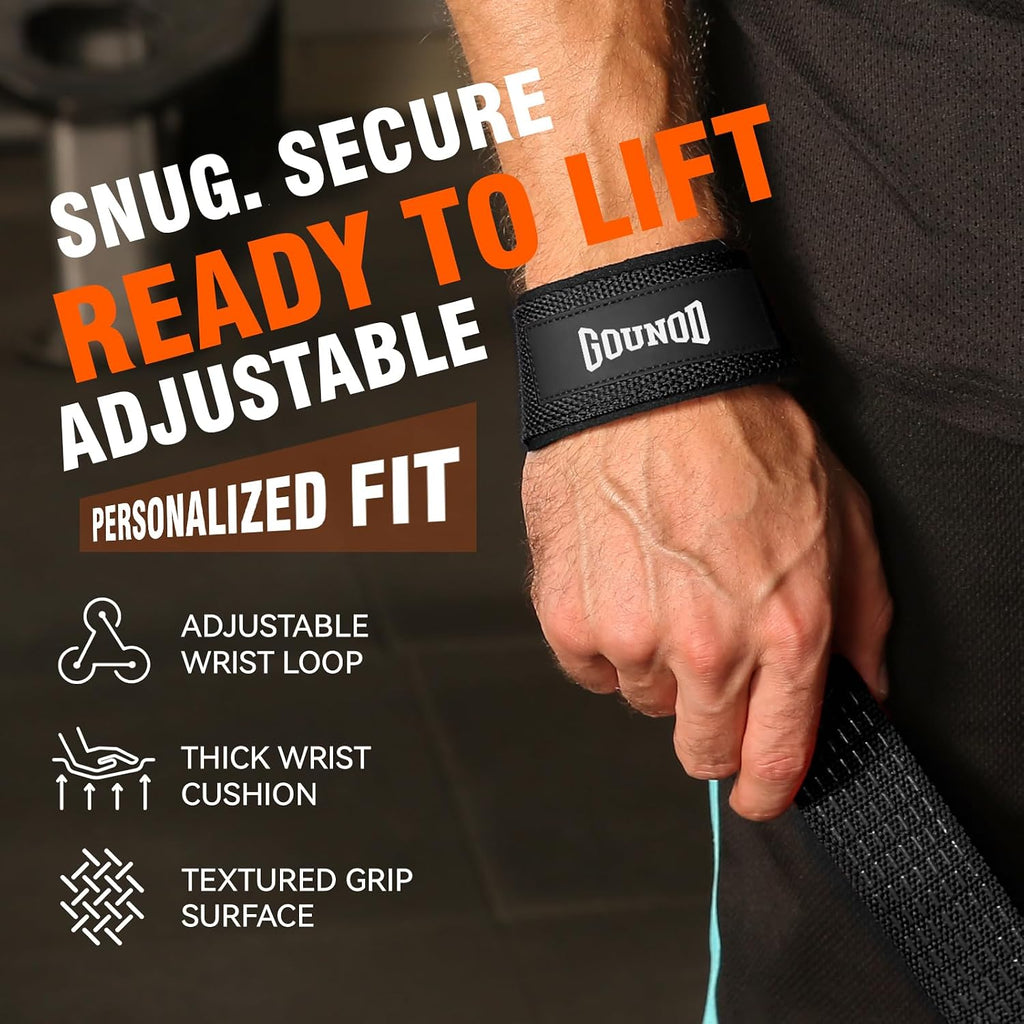 Weightlifting Straps w/ Non-Slip Silicone Grip and Cushioned Wrist Padding 