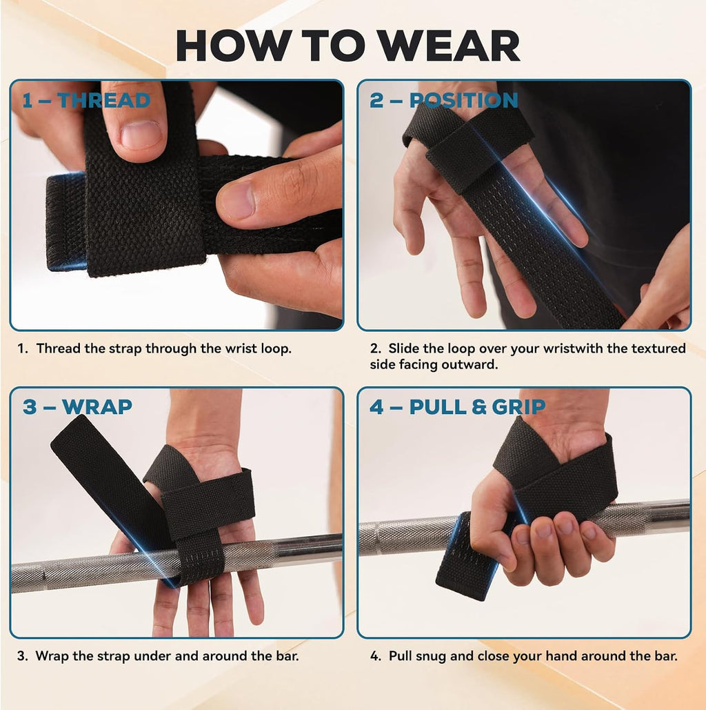 Weightlifting Straps w/ Non-Slip Silicone Grip and Cushioned Wrist Padding 