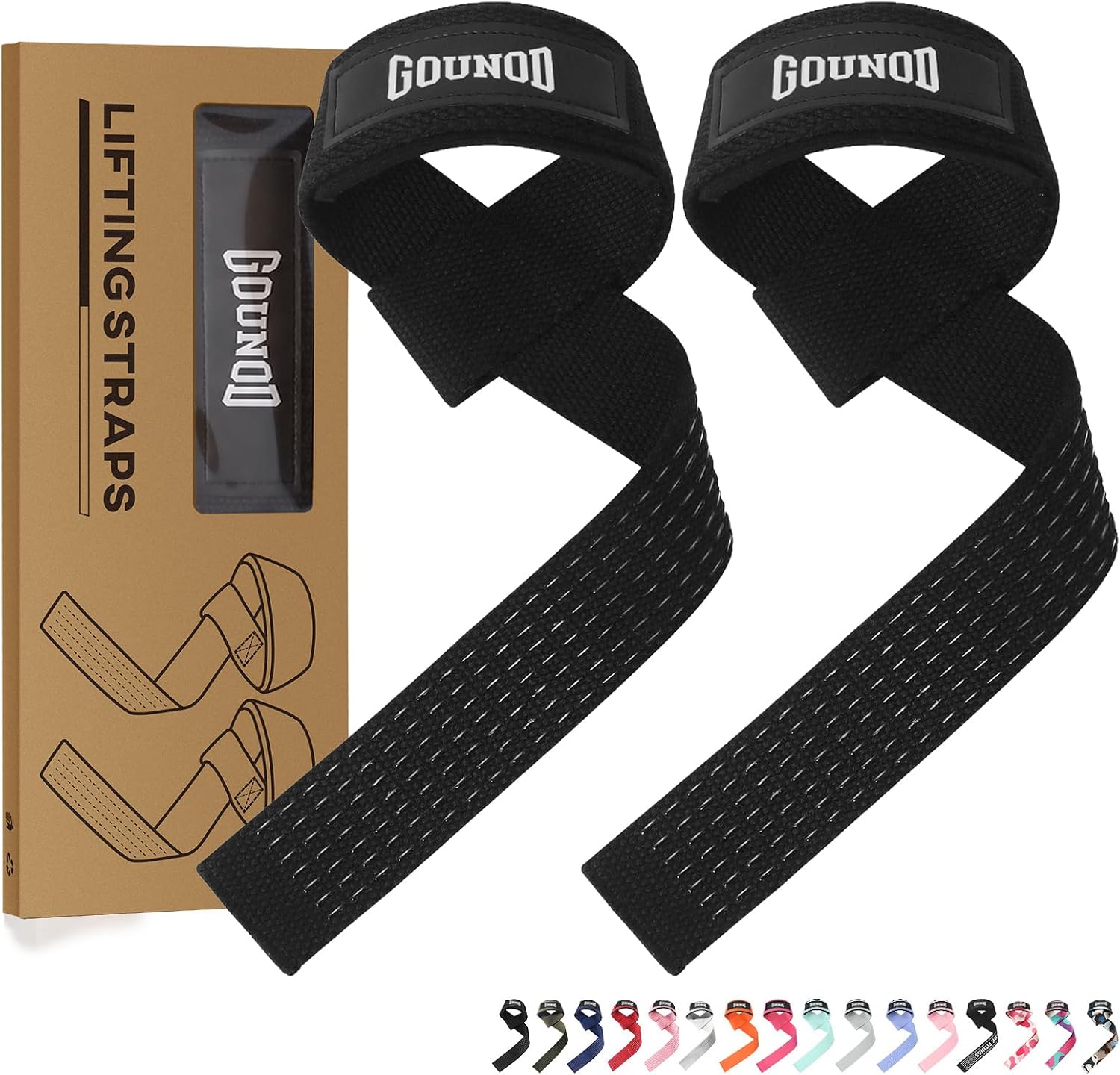 Weightlifting Straps w/ Non-Slip Silicone Grip and Cushioned Wrist Padding 