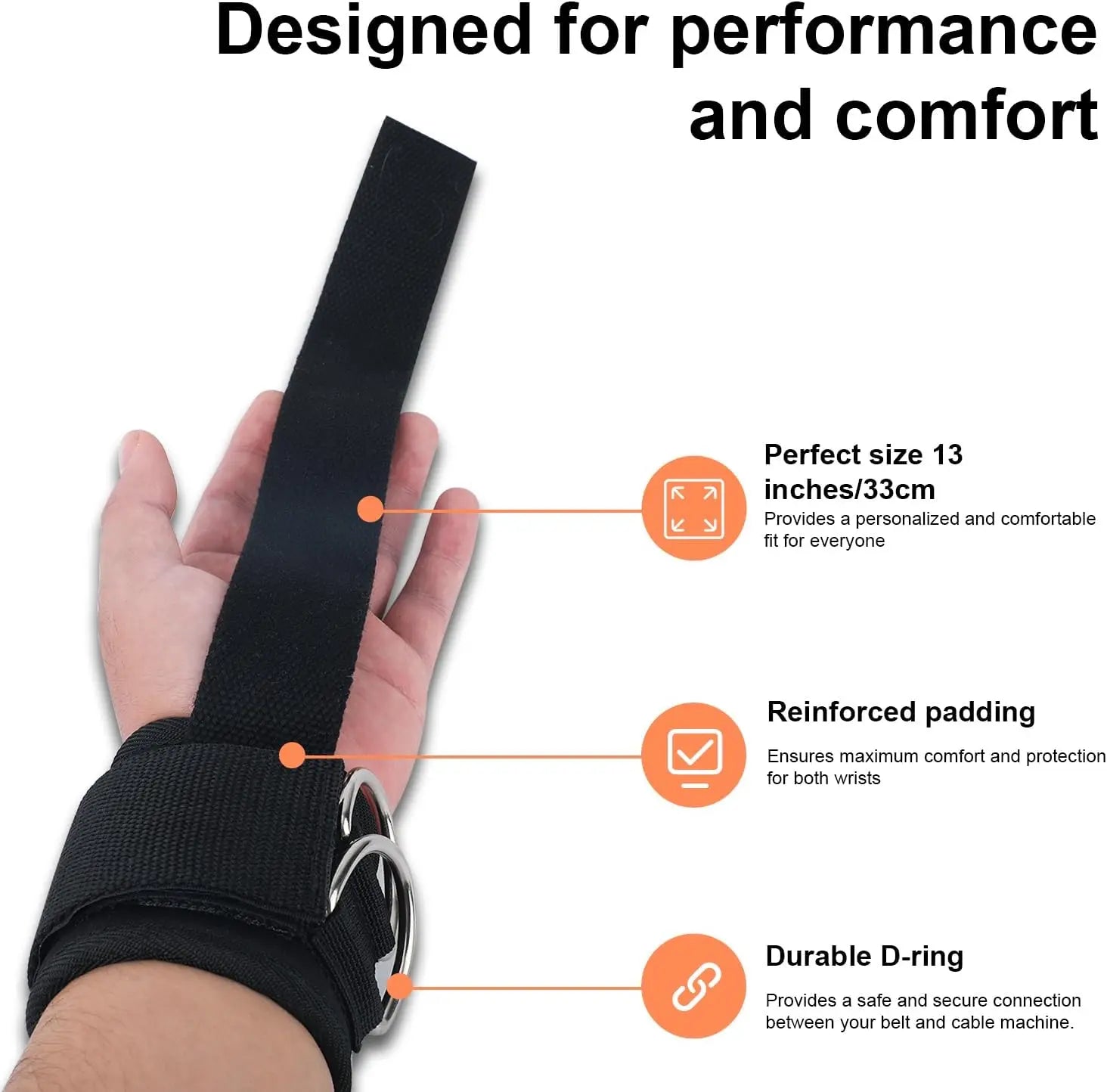 2Pcs Weightlifting Wrist Straps with D Ring