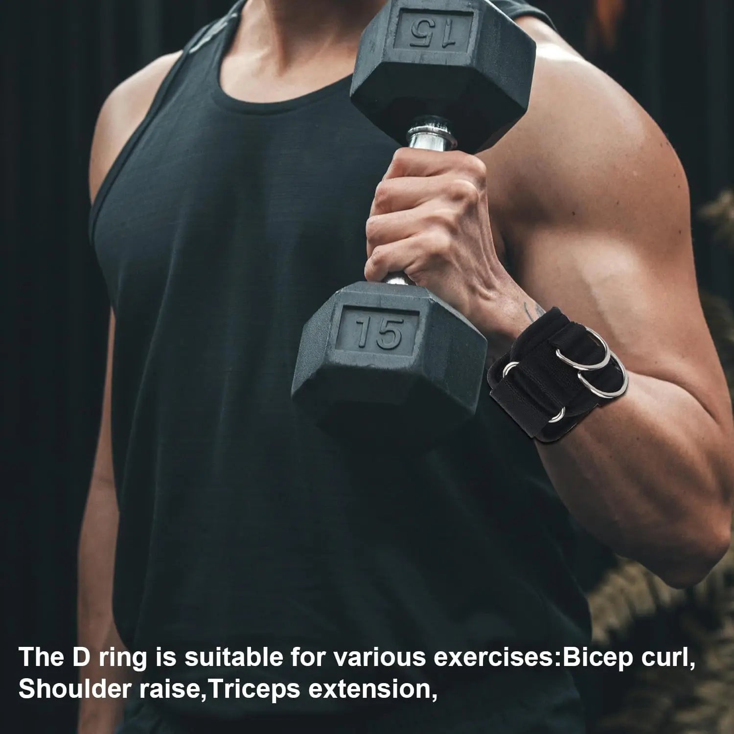2Pcs Weightlifting Wrist Straps with D Ring