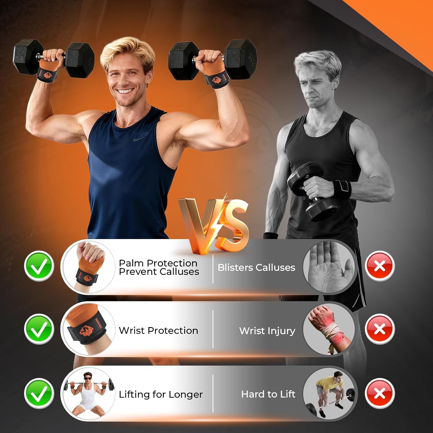 Padded Velcro Lifting Straps Gym Wrist Straps (Pair)